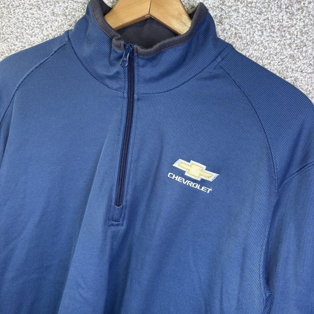 Port Authority Chevrolet Pullover Mens Large Blue 1/4 Zip Logo Lightweight